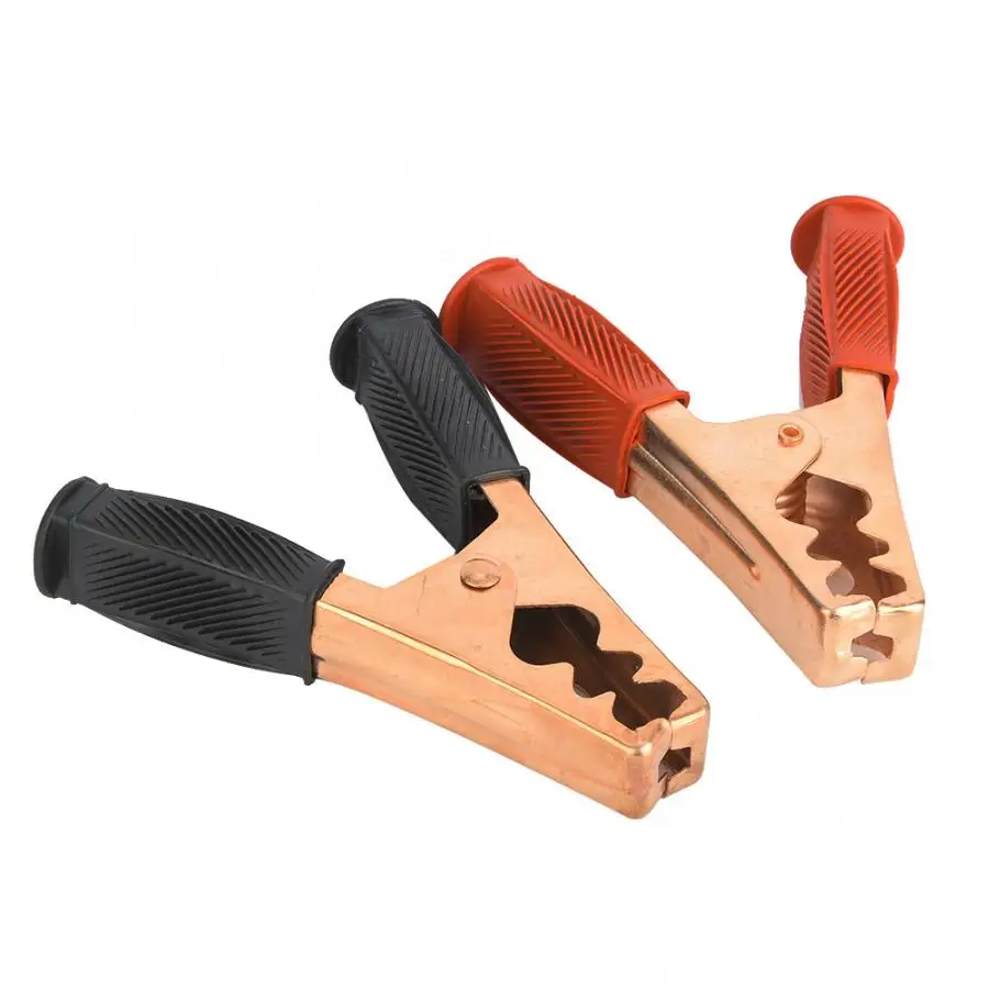 

2 Pcs Copper Plated Tiger Tooth Shaped Battery Clip Thicken&Widen Clip with Insulation Hand.