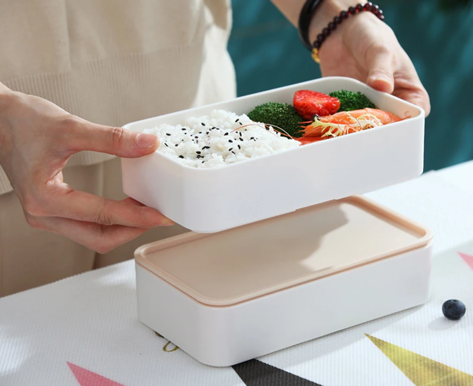 Микроволновая печь деревянный Ланч-бокс Tiffin коробка с двойным дном японский стиль для детей Ланчбокс коробки для обедов бенто контейнер еда без бисфенола-а