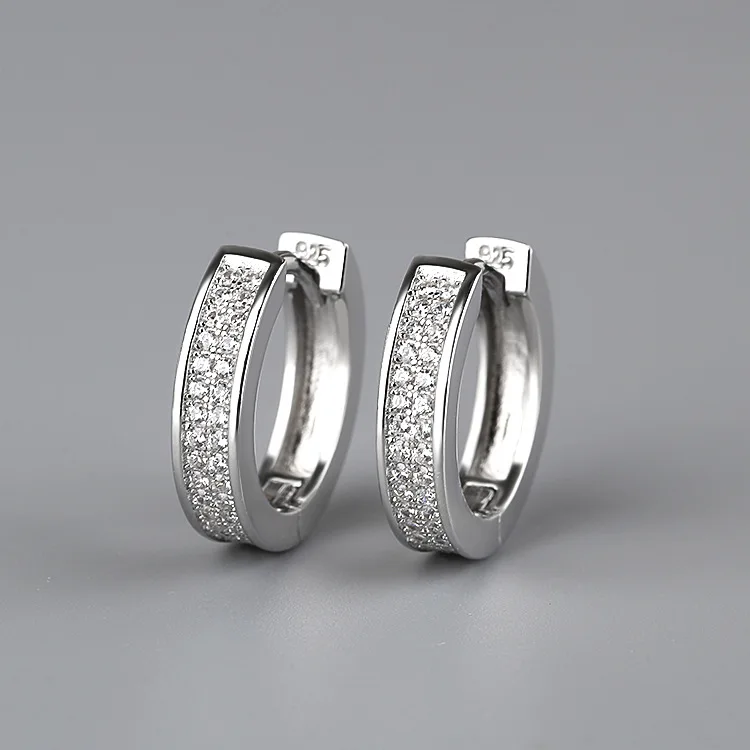

CMajor Latest S925 Sterling Silver Imported 7A Cubic Zircon European and American Style Temperament Hoop Earrings for Women