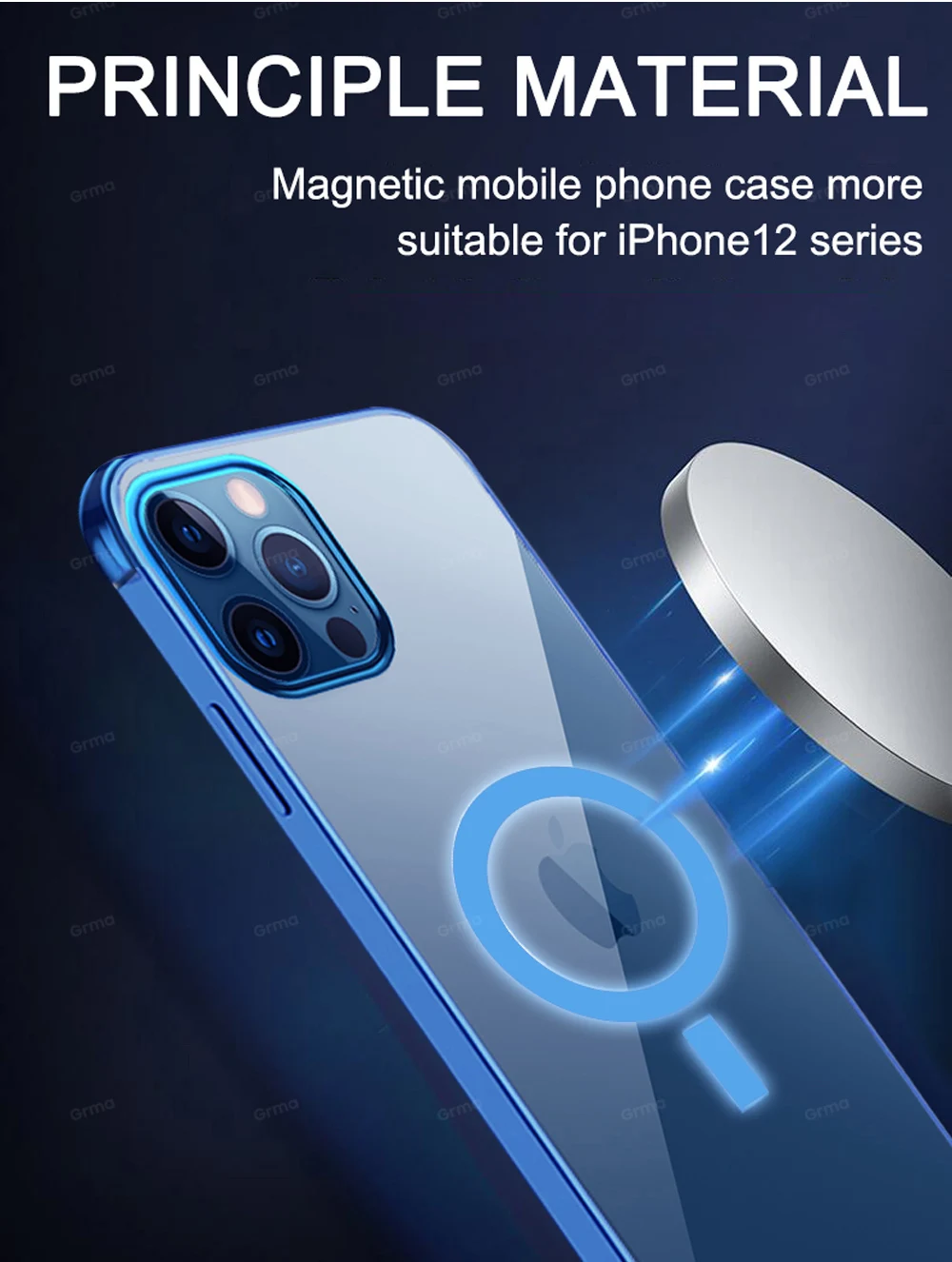 Original Magnetic Coil Circle TPU Transparent Phone Case For Apple iPhone 12 Mini 12 Pro Max Sadoun.com