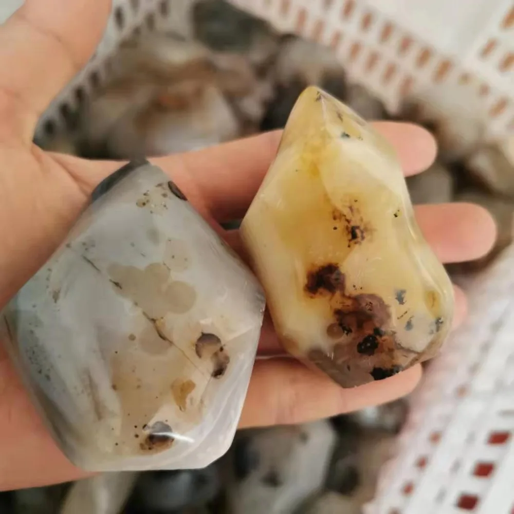 100-200 г ручной резной натуральный агат Кристалл кварц пламя для украшения дома полированный Хрустальный фонарь