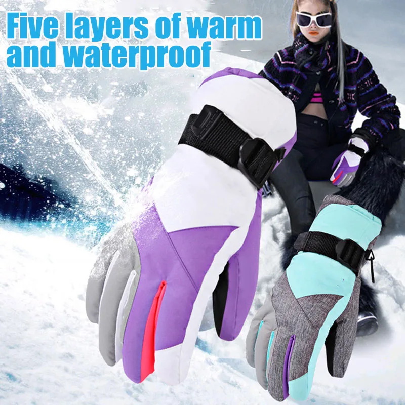 Лидер продаж Для женщин лыжные перчатки зимние теплые Водонепроницаемый утолщенной спорта на открытом воздухе для верховой езды перчатки M88