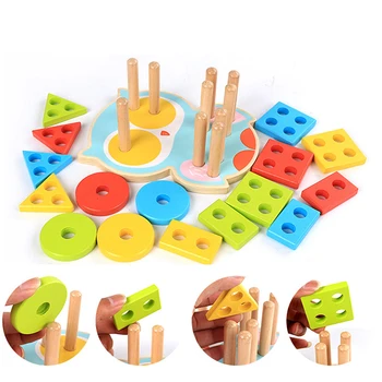 

Baby Toys Educational Wooden Geometric Sorting Board Montessori Kids Educational Toys Building Puzzle Child Gift