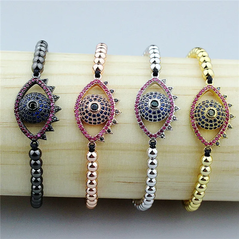 Регулируемый 10 шт./лот нежный высококачественный кубический циркон браслет, глаз с фианитами соединитель браслет, модные ювелирные изделия