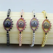 Регулируемый 10 шт./лот нежный высококачественный кубический циркон браслет, глаз с фианитами соединитель браслет, модные ювелирные изделия