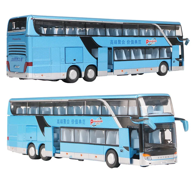 Изысканная модель из сплава для путешествий 1:50, модель двухэтажного автобуса, Детские звуковые и легкие инерционные игрушки