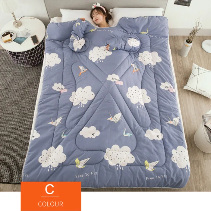 Lazy Quilt with Sleeves Blanket Cape Cloak Nap Blanket Dormitory Mantle 150x200cm AUG889