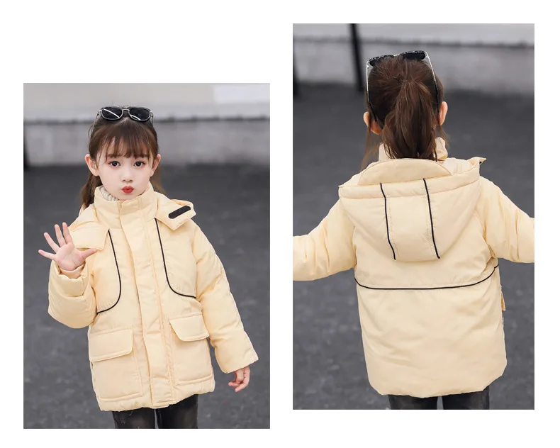 Детское осенне-зимнее пальто теплая пуховая хлопковая одежда с капюшоном для малышей Детская одежда для мальчиков и девочек хлопковая куртка для малышей