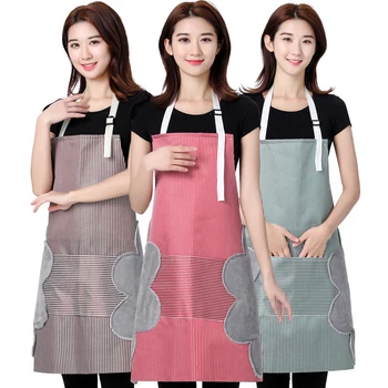 

Women Aprons waterproof oil-proof home kitchen cooking waist Half Apron with Handtowel fashion Waterproof Adjustable Apron