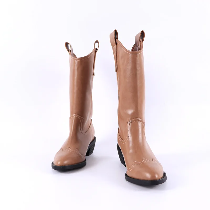 Autumn 2020 Korean women's shoes pointed sleeve women's leather boots square heel women's boots Knight boots