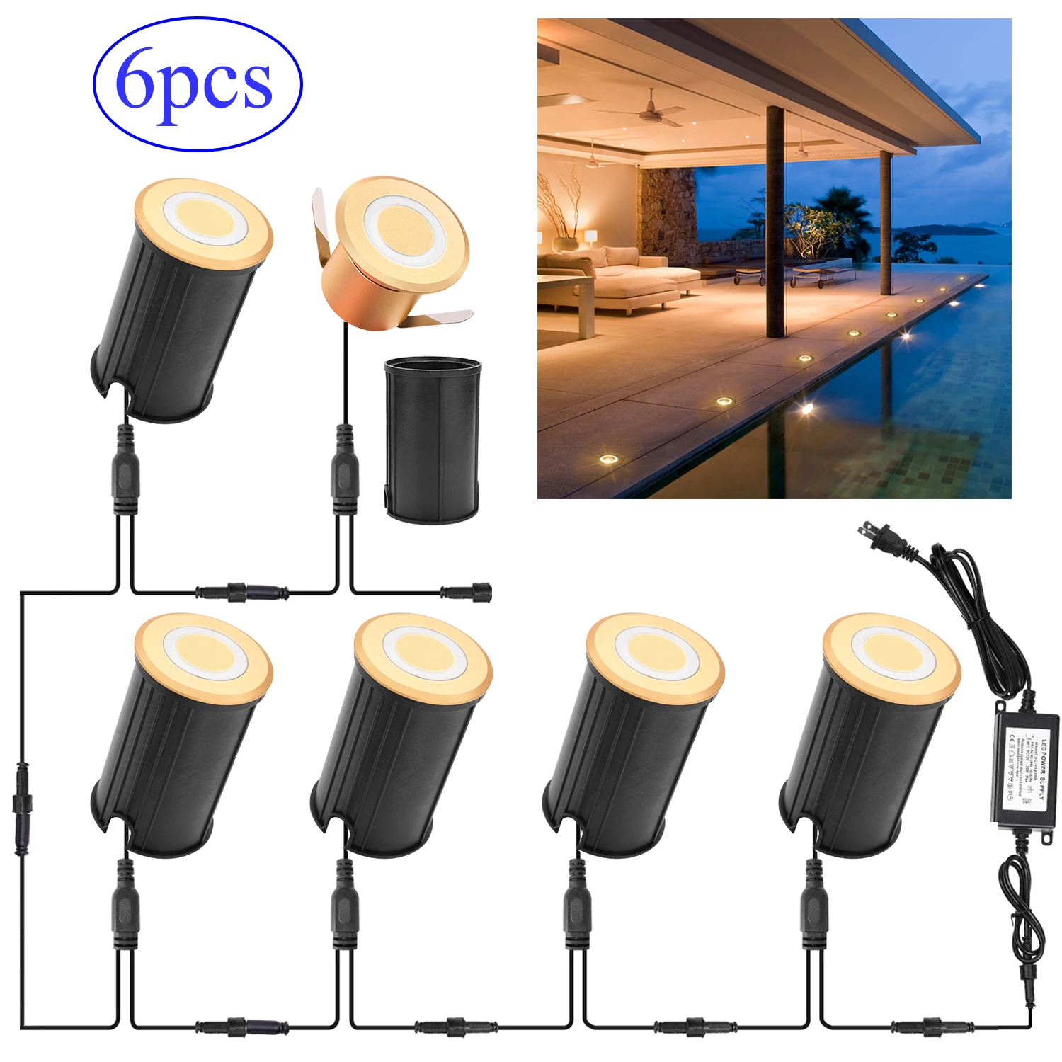 Christmas LED Recessed Deck Spotlights DC12V 2W IP67 Waterproof Aluminum Outdoor Garden Patio Porch Landscape Yard Pool Lamps