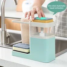 Two In One Sponge Drain Soap Dispenser With Sponge Pump Dispenser Wipe Arrangement Rack Dish Towel Hanger Kitchen Storage Holder Two In One Sponge Drain Soap Dispenser With Sponge Pump Dispenser Wipe Arrangement Rack Dish Towel Hanger Kitchen Storage Holder