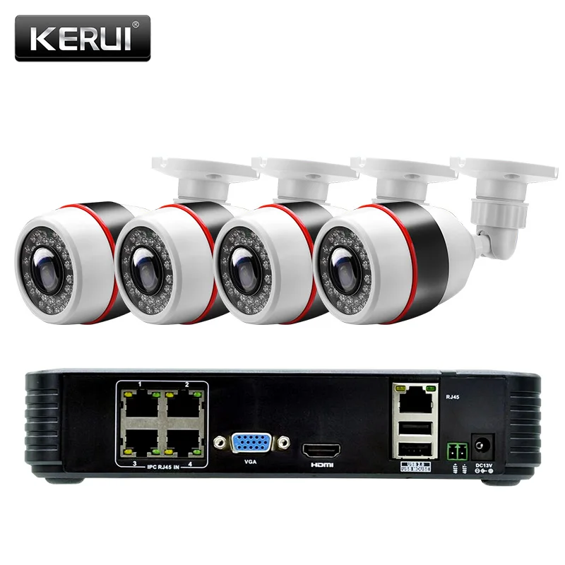 KERUI 4CH 4 канальный POE NVR 1080P Full HD и поддержкой Wi Fi ip камера для записи видео по сети