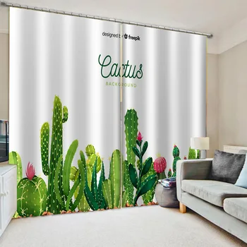 

2020 Cactus Printed Curtains Cactus Spikes Flower in Hot Mexican Desert Sand Curtain Living Room Bedroom Window Drapes