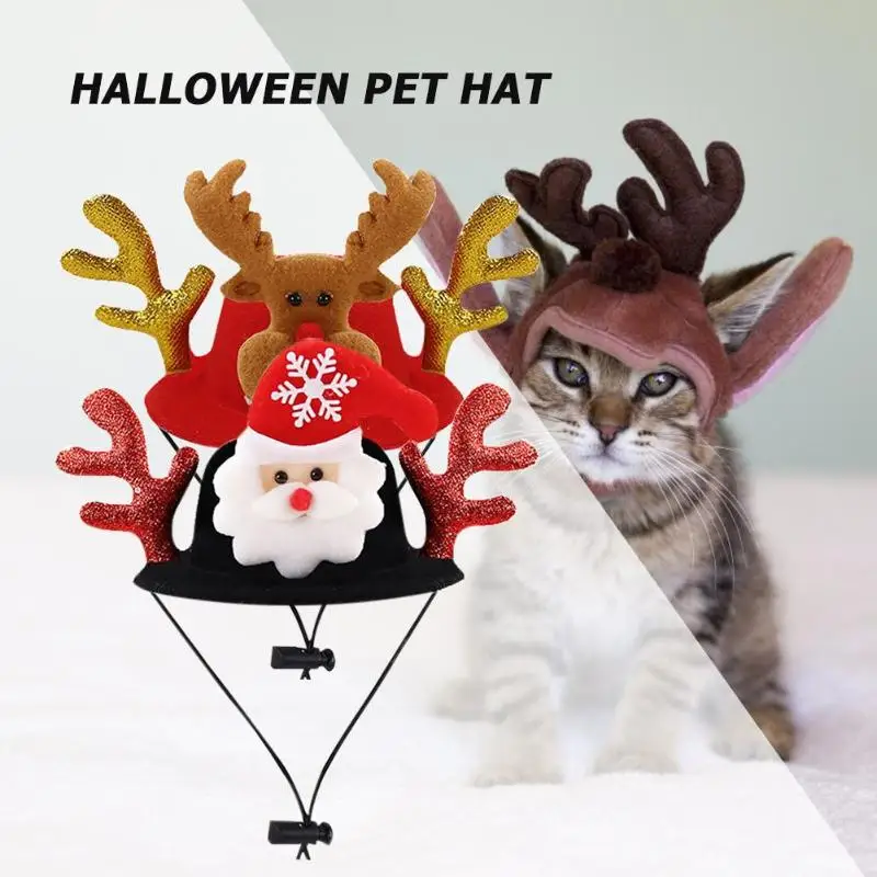 Рождественская шапка для домашних животных, забавные головные уборы, шапки Санта-Клауса На Хэллоуин, рождественские украшения, аксессуары для домашних животных