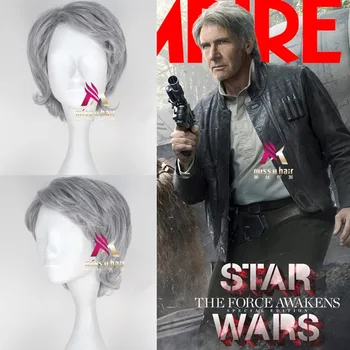 

Movie Star Wars: The Force Awakens Han Solo silver wig Cosplay Comic con role play Han Solo hair grandpa wig +wig cap