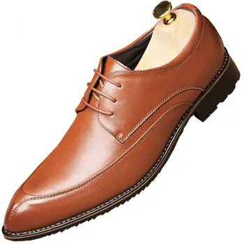 

Classic Men Business Dress Shoes Pointy Genuine Leather Formal Shoe for Male Party Wedding Footwear Hombre