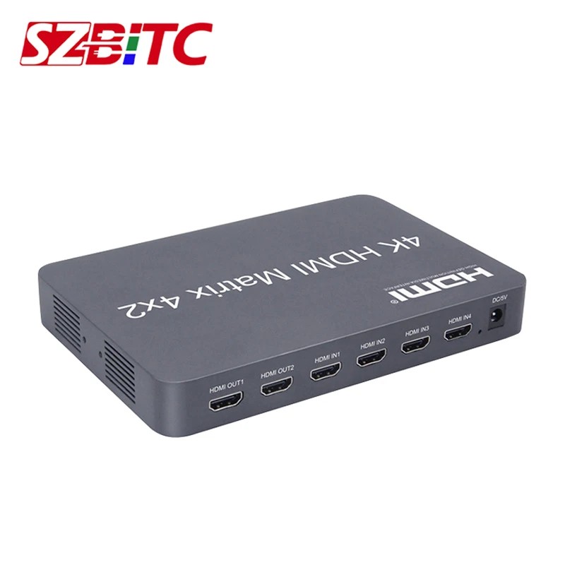 SZBITC 4K HDMI матричный 4x2 коммутатор 4 в 2 Выход V2.0 EDID 3840x2160 @ 60 Гц 3 5 мм аудио выход с ИК