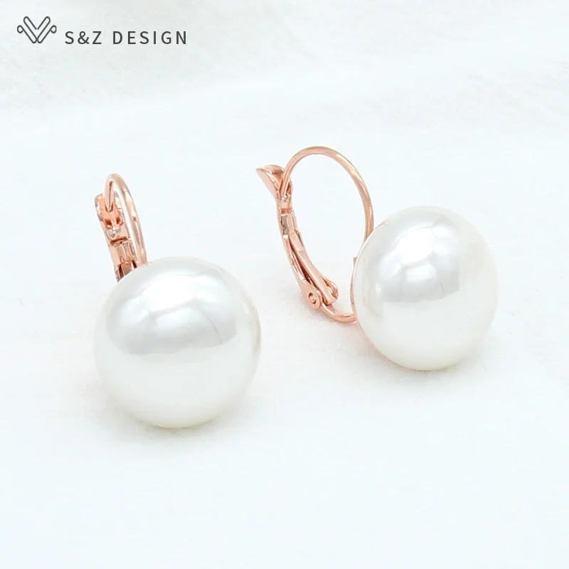 S&Z DESIGN New South Korea Fashion Temperament Bread Round Big Pearl Dangle Earrings For Women Wedding Jewelry Birthday Gift