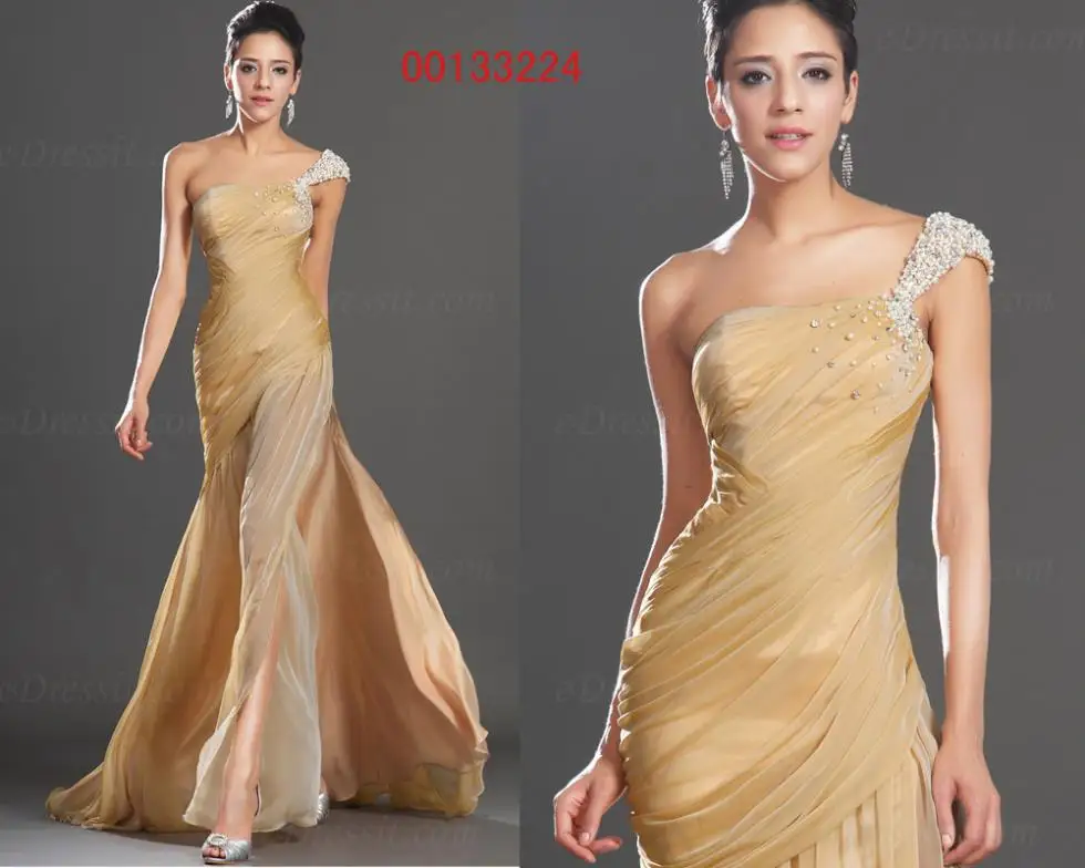 

free shipping New 2018 custommade size/color Sexy Slit Prom Formal Gown open leg one shoulder long beading bridesmaid Dress