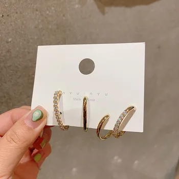 

2020 New Arrival Geometric Metal Women Classic Stud Earrings Design Earrings Female Asymmetric Set Earrings Female Jewelry