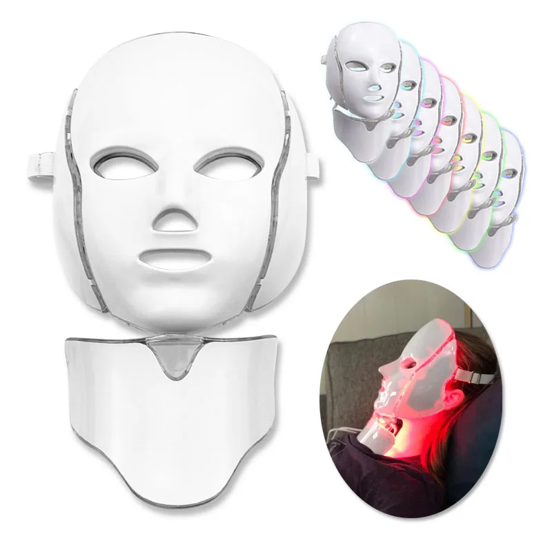 

7 Colors Electric LED Facial Mask Photon Therapy Rejuvenation Anti Acne Wrinkle Tightening Skin Microcurrent Beauty Salon Tool