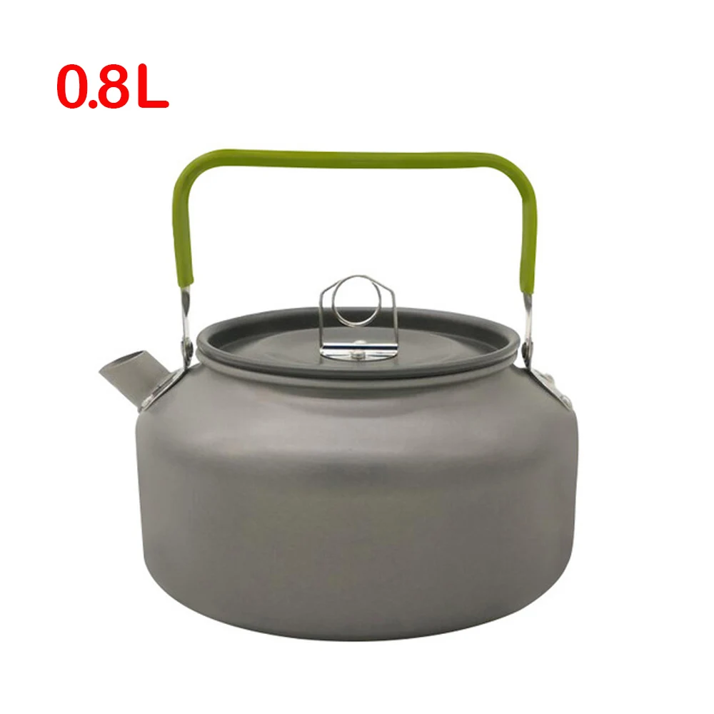 0.8L 1.2L открытый портативный чайник для кофе и чая, чайник для кемпинга, походов, пикника, барбекю, чайник, чайник для воды из алюминиевого сплава, чайник для кемпинга - Цвет: 0.8L