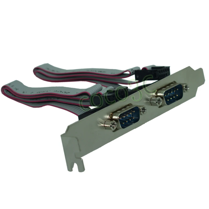 Dual DB9 Male to Female cable with Long Profile Bracket Serial Port Flat cable Motherboard COM 9Pin Female cable