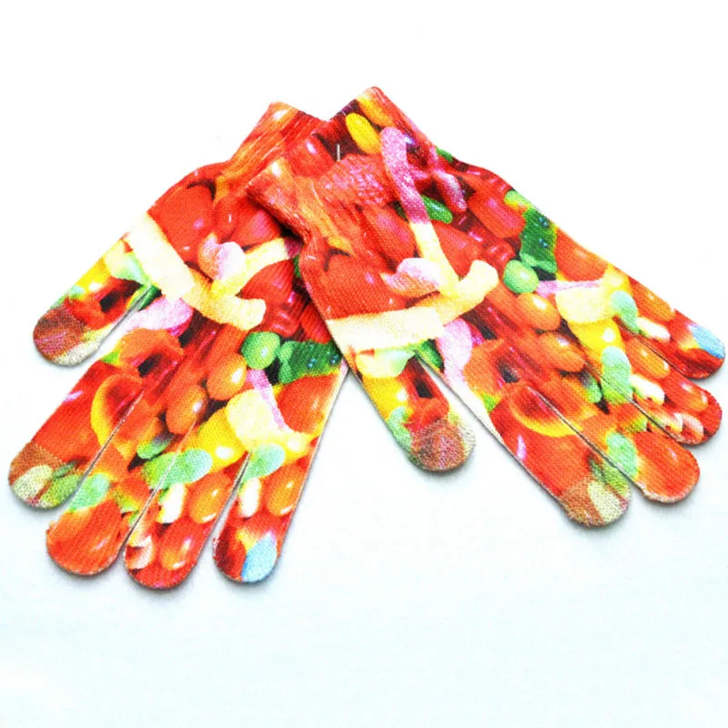 Fruit Новинка 1 пара унисекс повседневные теплые 3D принты вязаные сенсорные перчатки мужские Сенсорный экран для женщин перчатки зимние цифровые картины Смешные перчатки - Цвет: Fruit
