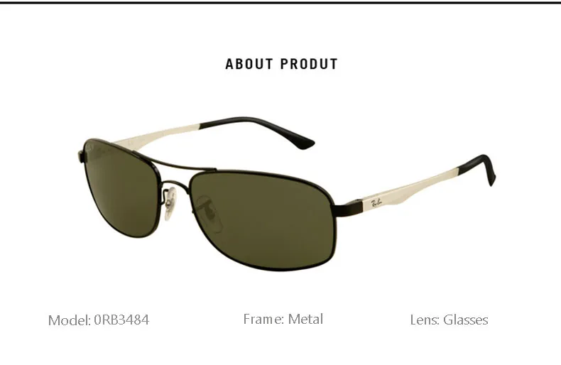 Поляризованные солнцезащитные очки RayBan RB3484 походные очки поляризованные UV400 зеркальные Мужские и женские UV400 зеркальные Мужские