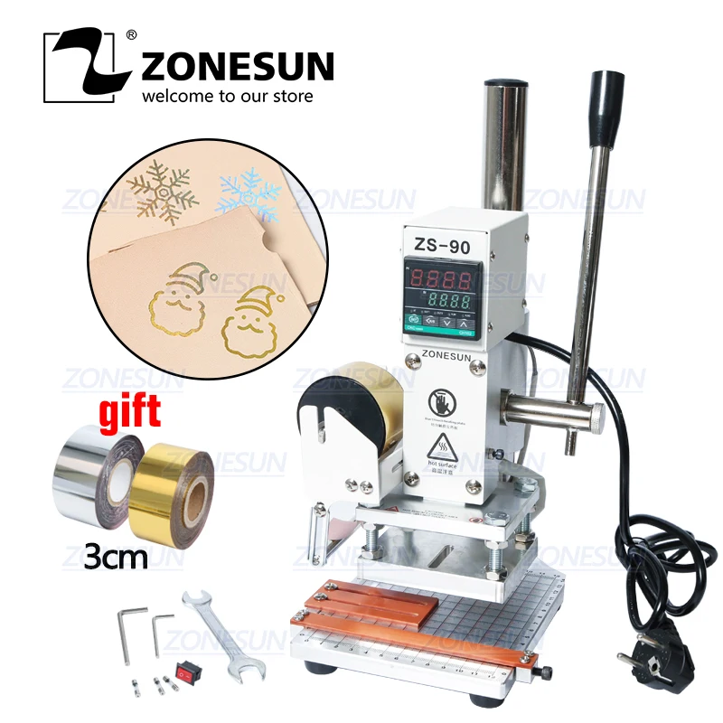 ZONESUN ZS90 новое руководство ПВХ Карта кожаная бумага горячего тиснения фольгой Бронзирующая машина для тиснения термопресс машина пробивной пресс