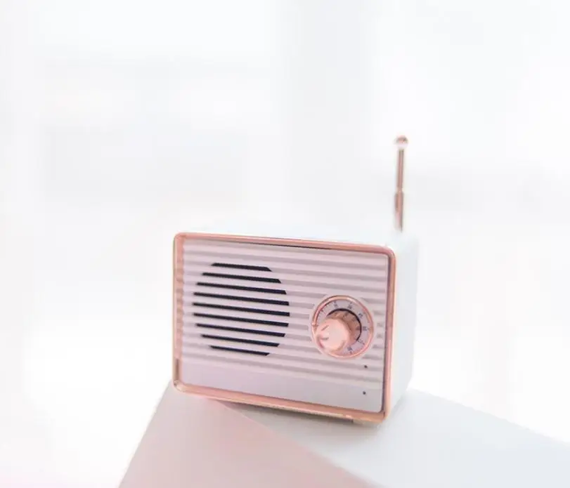 BEESCLOVER Bluetooth колонка в ретро стиле компактные беспроводные переносные сабвуферный Стереодинамик - Цвет: white
