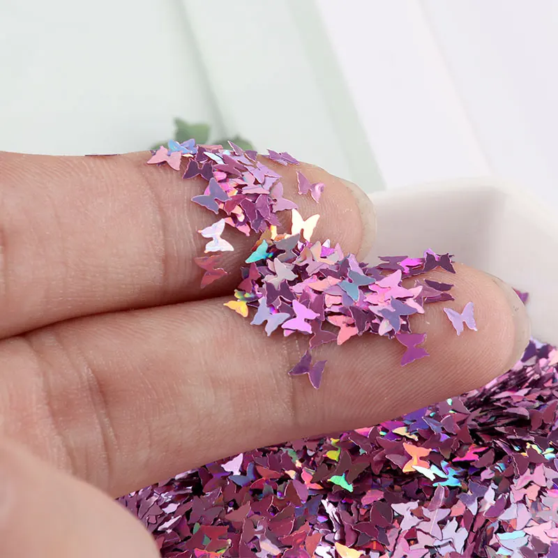Ultrathin 3mm Butterfly Sequins Laser Glitter Nail Sequin Paillettes Eo