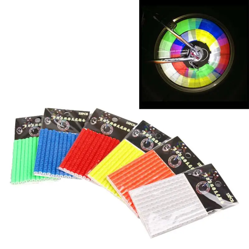 12Pcs Bicycle Lights Wheel Rim Spoke Clip Tube Safety Warning Light Cycling Bike Strip Reflective Reflector Accessories | Спорт и