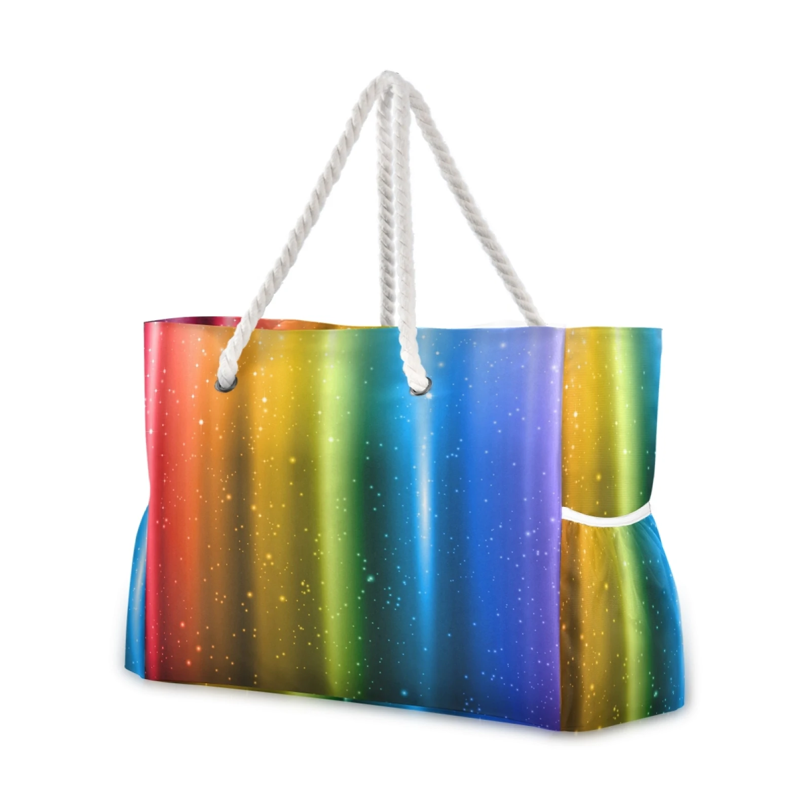 Bolso de playa con estampado de arcoíris para mujer, bolsa de mano  reutilizable de gran capacidad, de tela de hombro, de nailon, plegable,  para compras| | - AliExpress