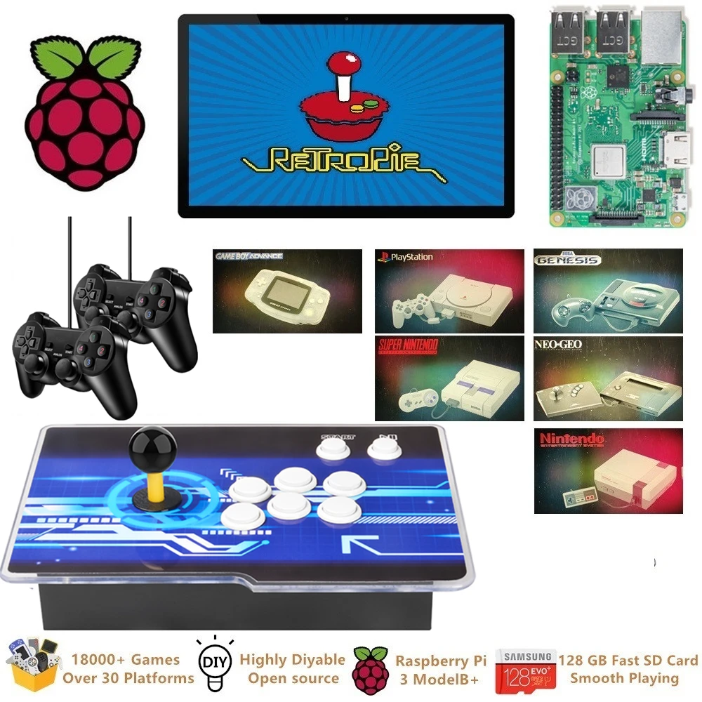 Raspberry Pi 3 Model B+ плюс аркадная игровая консоль Retropie аркадный шкаф машина DIY 18000+ Ретро игры станция эмуляции