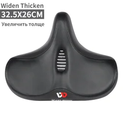 Ergonomic Soft Bicycle Saddle with Wide, Thick Cushion Pad - Comfortable & Breathable Cycling Seat (Big Hollow Black)