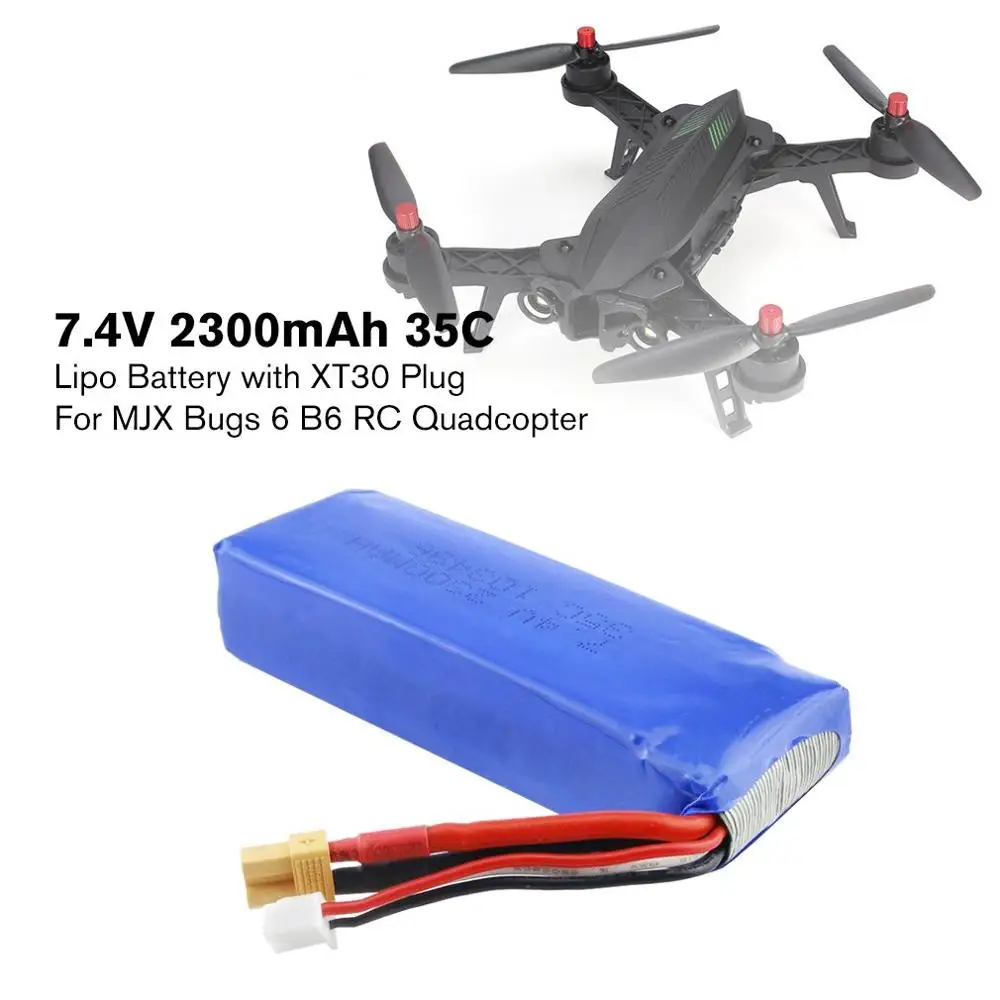 

NEW RC 7.4V 2300mAh 2S 35C Li-po Rechargeable Battery with XT30 Plug Spare Parts Accessories for MJX Bugs3/6 B3/B6 RC Drone