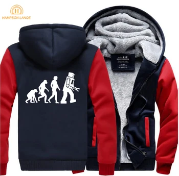 

The Big Bang Warm Thick Fleece Men Winter Jacket Theory Robot Coat Raglan Funny Hoodie Jackets Sweatshirt Thicken Hoodies Coats