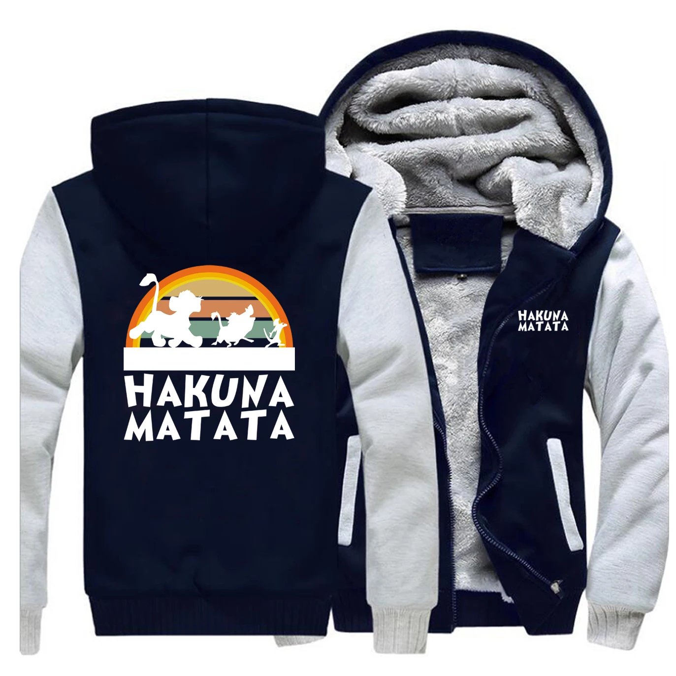 HAKUNA MATATA мультфильм зима новинка горячая Распродажа толстовки мужские реглан мода Король Лев пальто толстая забавная уличная одежда с мотивами из аниме