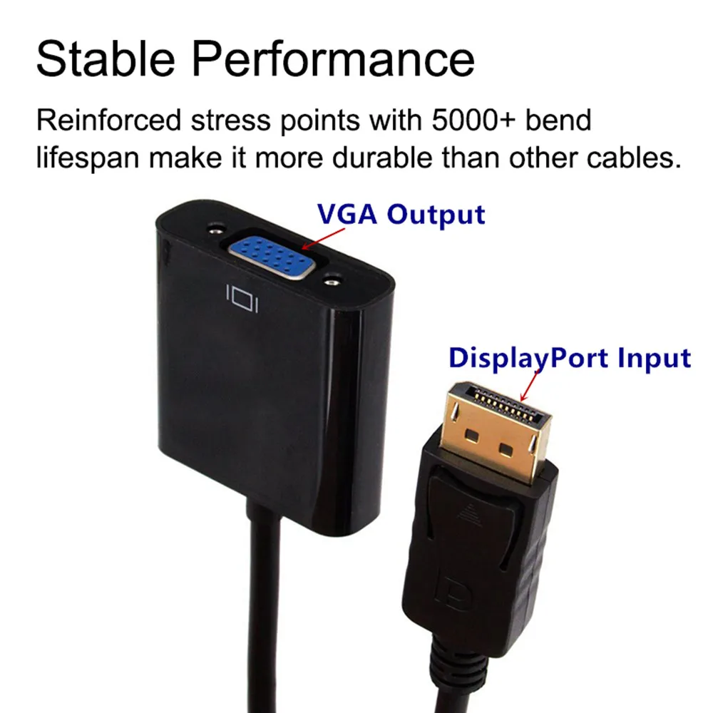 DisplayPort DP в VGA адаптер конвертер кабель, Male2Female 1080P 24K разъем, для ПК ноутбук HDTV монитор MacBook