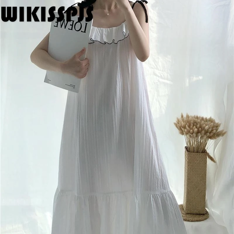 

New Style Suspender Sexy Fairy Princess Style Home Dress In 2022 Summer Nightgowns Women Sleepwear Camisoles Solid Sleeveless