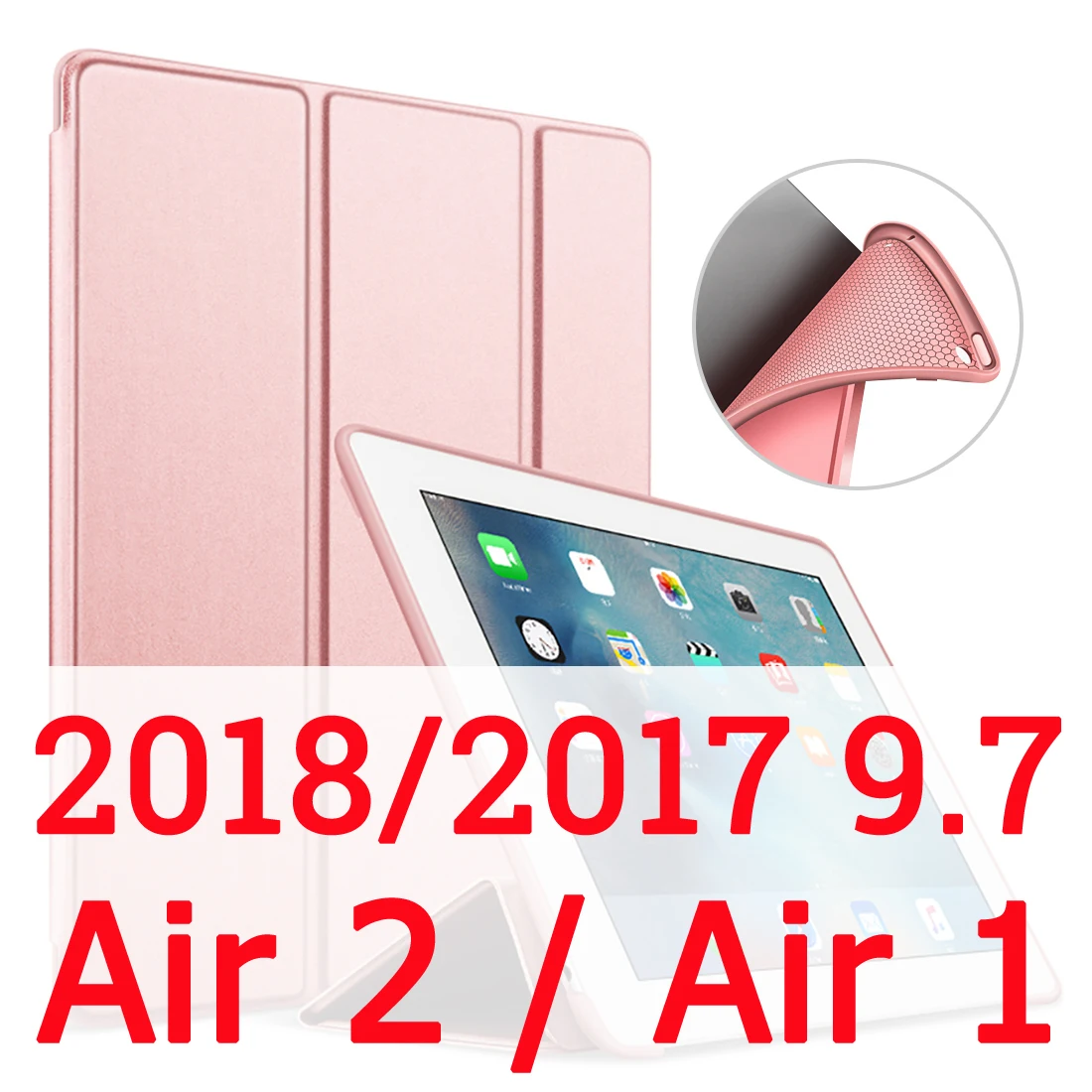 Чехол для iPad 9," Air 2 PU+ Silicon Smart Wake UP/Sleep защитная оболочка покрытие для iPad A1822 A1823 A1893 A1954 - Цвет: Rose Gold