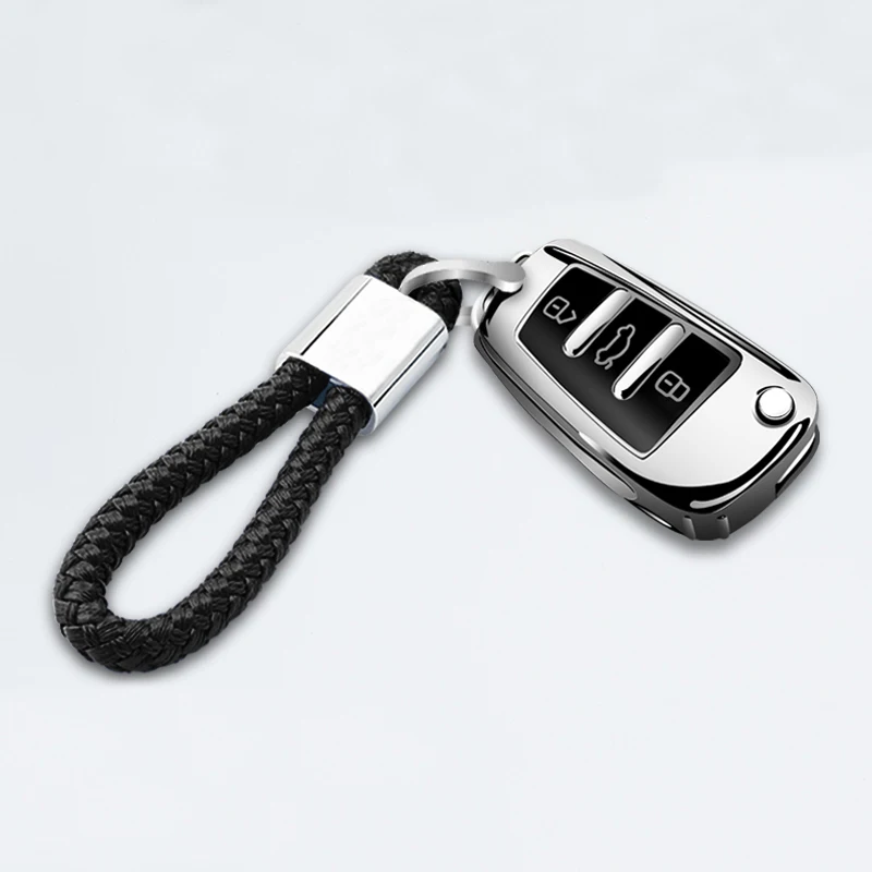 Silver with chain Мягкий чехол для ключей автомобиля из ТПУ для Audi A3 Q3 A1 S3 Q7 Q2L A6L, чехол для ключей с брелком для автомобиля - Название цвета: Silver with chain