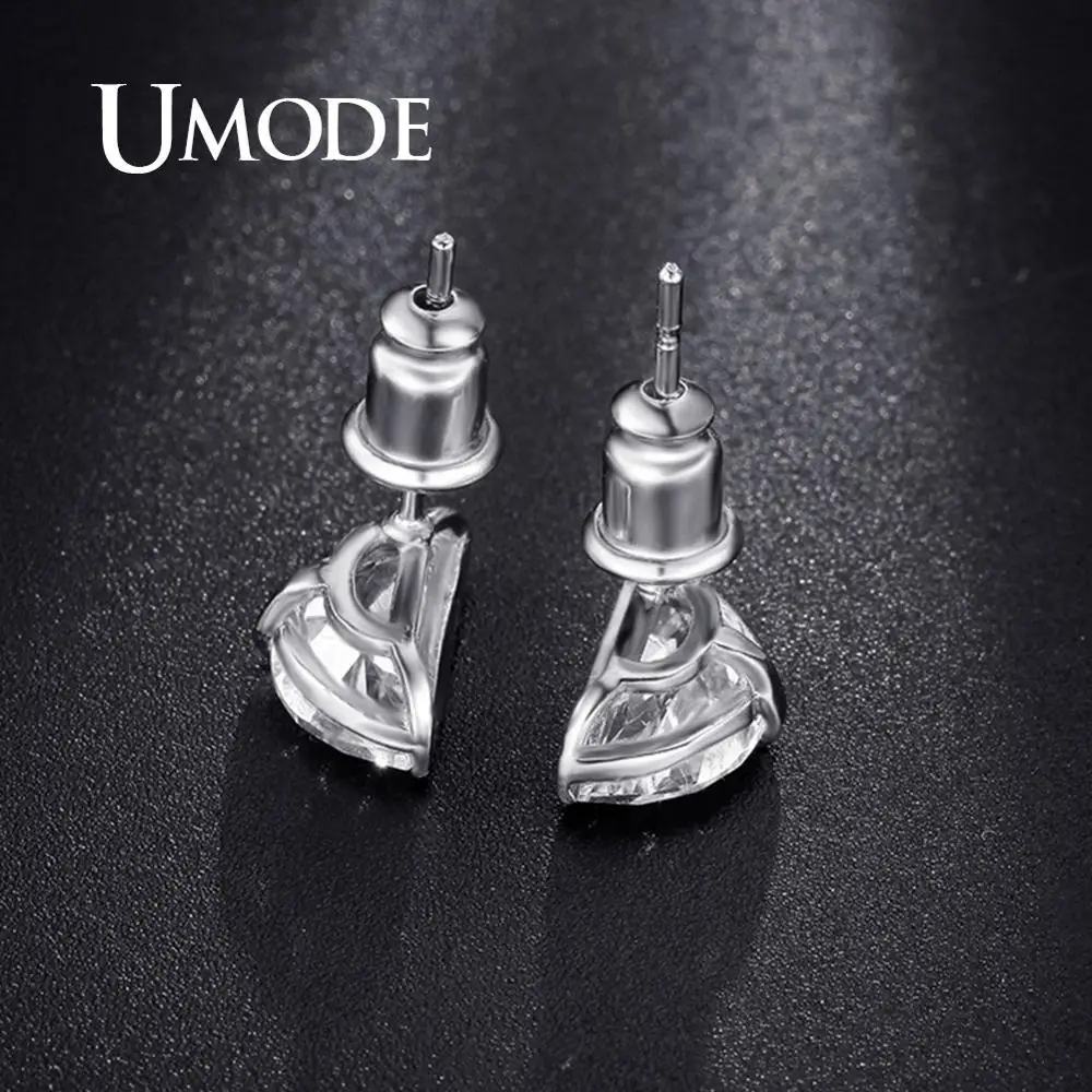 UMODE полукруглые разноцветные плоские круглые гвоздики Сережки для Для женщин из белого золота, новые браслеты, простой дизайн, роскошные свадебные украшения аксессуары UE0193B