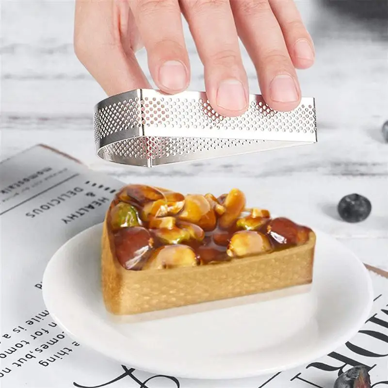 

6pcs Reusable Triangle Mouss Tart Mold Ring Stainless Steel DIY Baking Pastry Tools Muffin Dessert Cookies Mold Non Stick topper