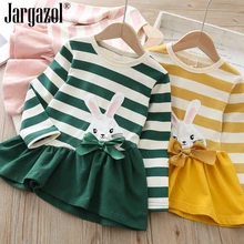 Модное платье с длинными рукавами для девочек; весеннее платье на бретелях с кроликом для маленьких девочек; базовые платья; милые платья