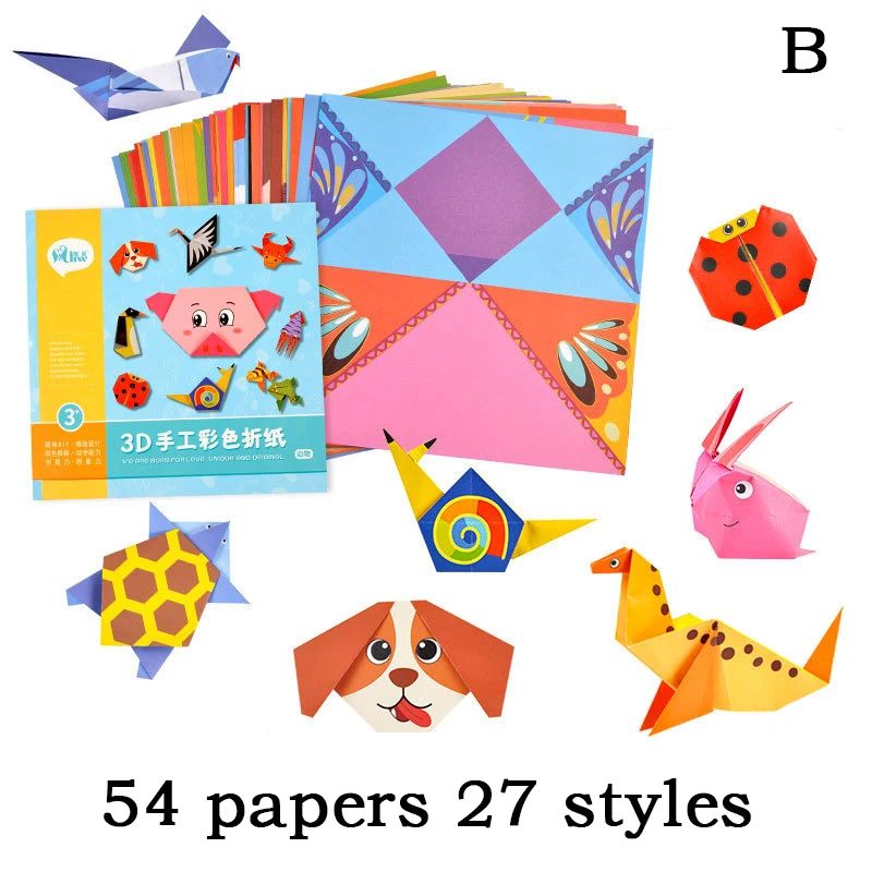 Kids Origami Kit 3D Cartoon Animal Origami Book Double Sided Origami ...