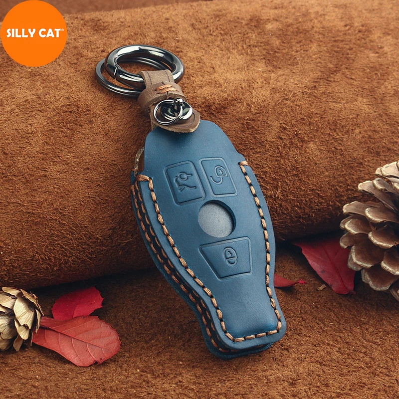 Handmade Leather Car Key Case Cover Fob Bag Suitable For Mercedes Benz A B GLC CLA GLA CLS S E C Class W204 W205 W212 W176 W222