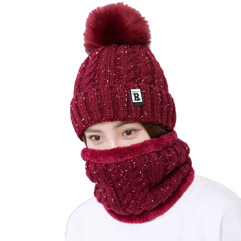 Skullies Beanies, женская вязаная шапка, шарф, женские зимние шапки для женщин, одноцветная Балаклава, маска, женская шапка, шапка